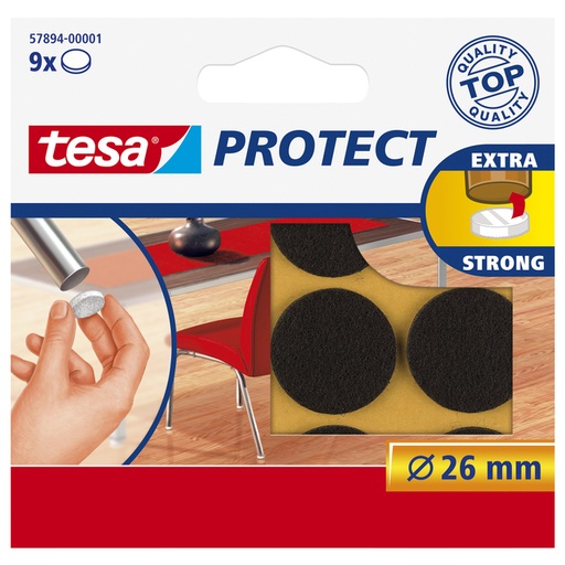 [1396970] Feutrine anti-rayures tesa® Protect Ø26mm brun 9 pièces