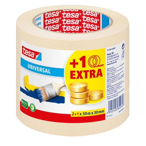 [1396954] Afplaktape tesa® Economy 50mx30mm geel 2+1