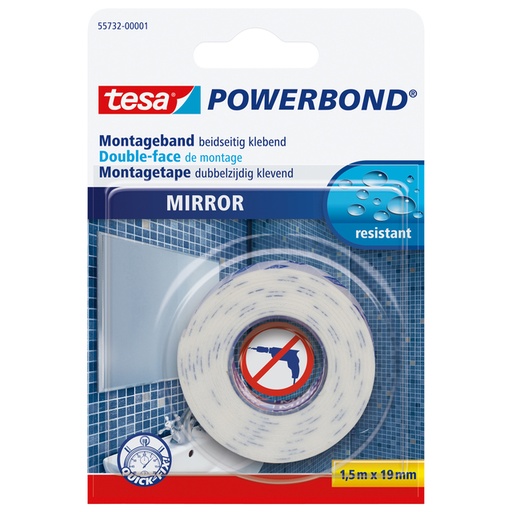 [1397008] Montagetape tesa® Powerbond Spiegel dubbelzijdig 1,5mx19mm