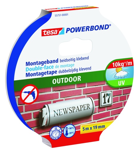 [1396959] Montagetape tesa® Powerbond Outdoor dubbelzijdig 5mx19mm transparant