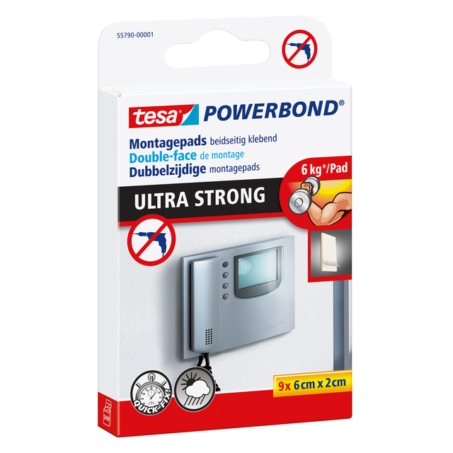 Double-face de montage tesa® Powerbond Ultra Strong 2x6cm 9 pièces