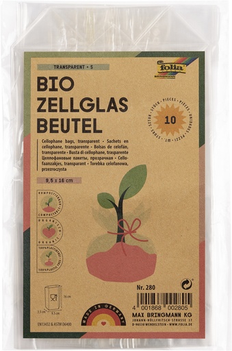 [1398438] Cellofaanzak Folia 95x160mm 10 stuks transparant