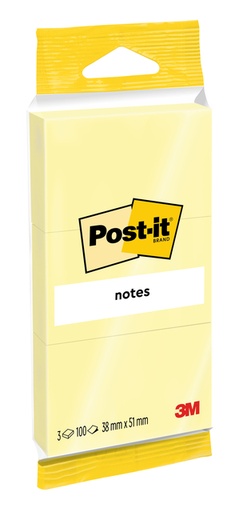 [1398270] Bloc-mémos Post-it Notes 6810 38x51mm jaune canari 3 pièces