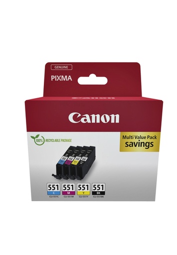 [401228] Cartouche d’encre Canon CLI-551 noir+3 couleurs