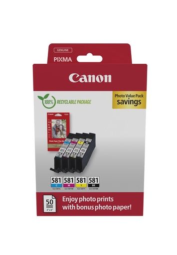 [405350] Inktcartridge Canon CLI-581 zwart + 3 kleuren