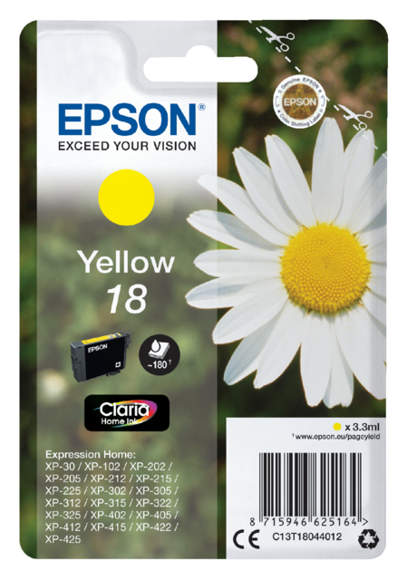 Cartouche d’encre Epson 18 T1804 jaune