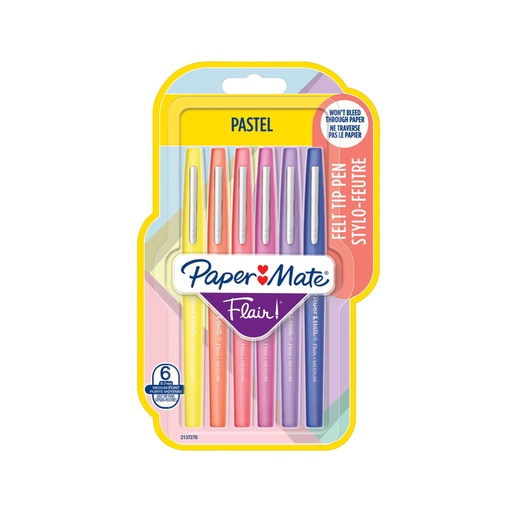 [1396710] Fineliner Paper Mate Flair Pastel blister à 6 kleuren