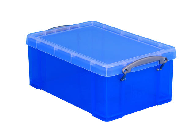 Boîte de rangement Really Useful 9 litres 395x210x140mm transparent bleu