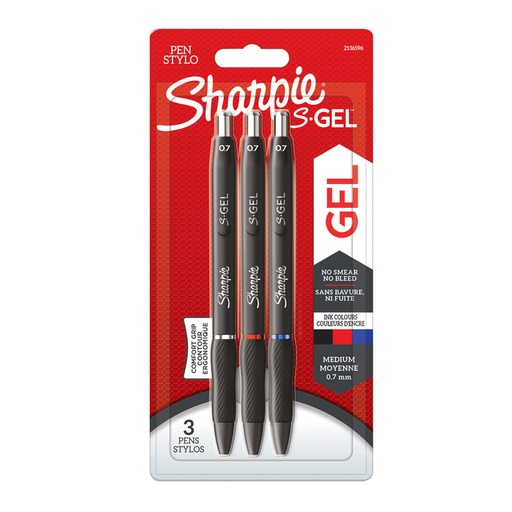 [1399005] Gelschrijver Sharpie S-gel medium assorti blister à 3 stuks