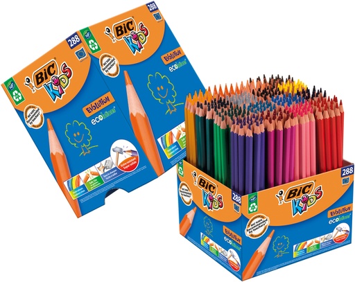 [1399089] Crayons de couleur BIC Kids Evolution ECOlutions assorti boîte scolaire 288 pièces