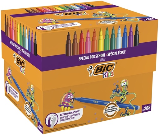 [1399091] Kleurstiften BicKids visa  fijn assorti schoolbox à 288 stuks