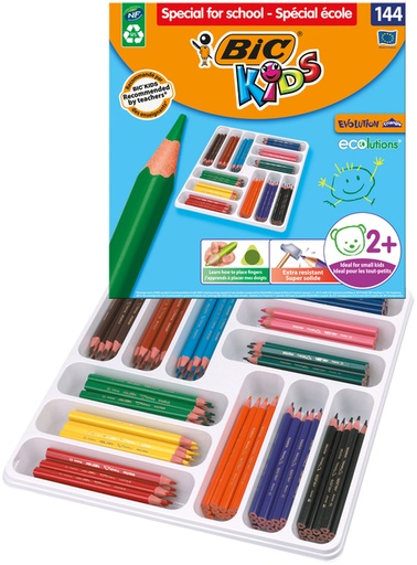 [1399093] Crayons de couleur BIC Kids Evolution ECOlutions assorti boîte scolaire 144 pièce