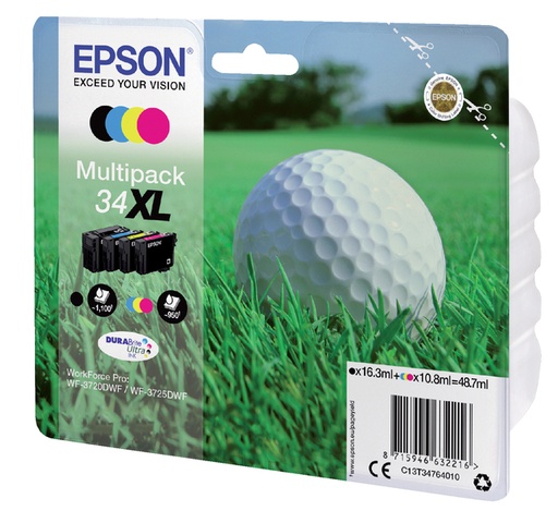 [404718] Inktcartridge Epson 34XL T3476 zwart + 3 kleuren
