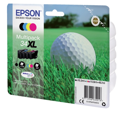 [404718] Inktcartridge Epson 34XL T3476 zwart + 3 kleuren