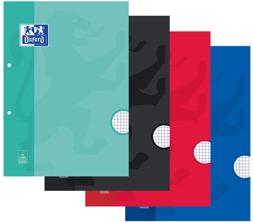 [1399727] Bloc de cours Oxford School A4 carreau 5x5mm 2 perf 200 pages 80g assorti
