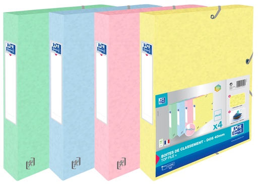 [1399746] Elastobox Oxford Top File+ A4 40mm pastel assorti 4 stuks
