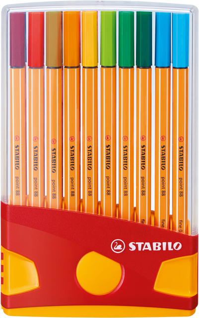 Fineliner Stabilo Point 88 ColorParade jaune/rouge étui 20 couleurs