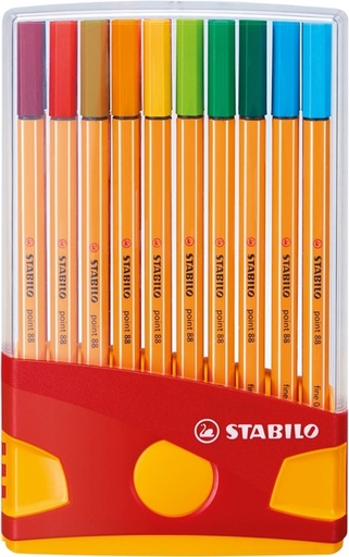 [1399722] Fineliner Stabilo Point 88 ColorParade Fin jaune/rouge étui 20 couleurs