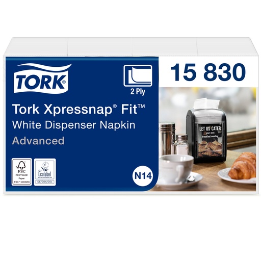 [1399751] Serviette Tork Xpressnap Fit Advanced N14 15830 2 ép 213x165mm 720 feuilles blanc