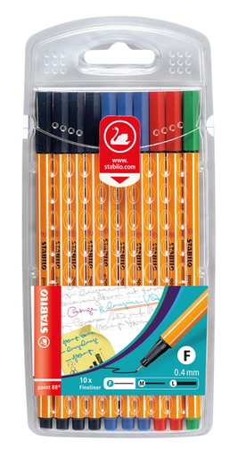 [1388572] Fineliner STABILO point 88 Office Fin étui 10 pièces assorti