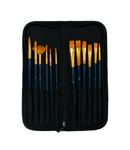 [1387631] Set pinceaux Conda synthétique 12 pièces Etui