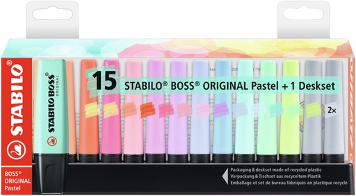 [1400390] Markeerstift STABILO BOSS Original 70/15 pastel assorti deskset à 15st