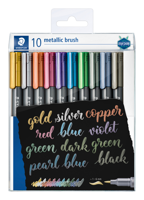 Brushpen Staedtler metallic etui à 10 kleuren