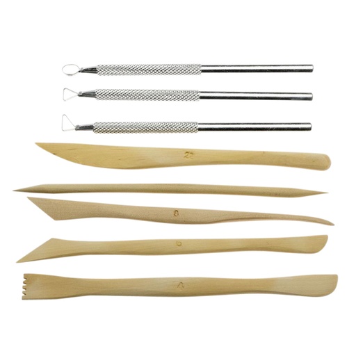 [1387570] Modeling spatula Conda set 8 pieces wood & metal