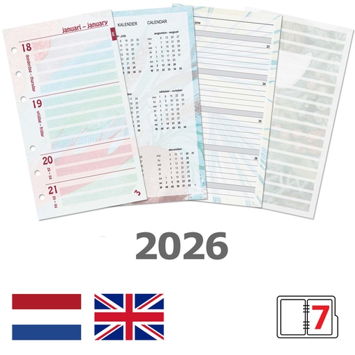 [1400376] Agendavulling 2026 Kalpa Personal bloemen 7dagen/2pagina's