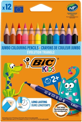 [1399785] Crayons de couleur BIC Kids Evolution Triangle étui 12 pièces