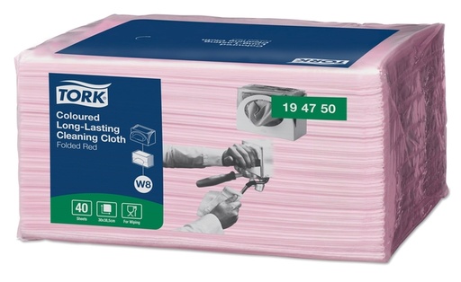 [1399849] Reinigingsdoek Tork W8 Premium 1-laags 8x40 vel rood 194750