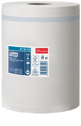 [1399854] Papier d'essuyage Tork M4 Reflex Plus Advanced 473472 2 épaisseurs 450 feuilles blanc