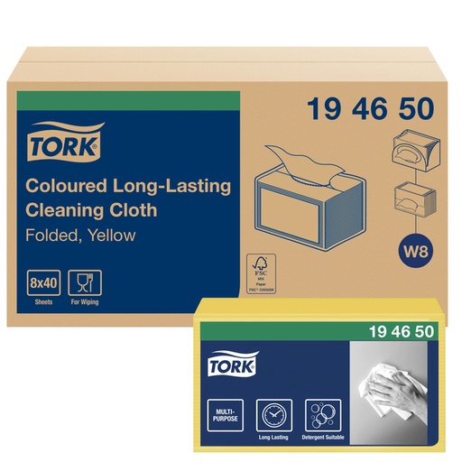 [1399855] Reinigingsdoek Tork W8 Premium 1-laags 8x40 vel geel 194650