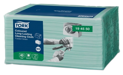 [1399858] Reinigingsdoek Tork W8 Premium 1-laags 8x40 vel groen 194550