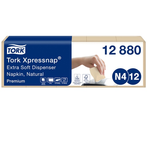 [1399857] Serviette Tork Xpressnap Premium N4 12880 Pli 1/2 2 ép 213x165mm 100 feuilles naturel
