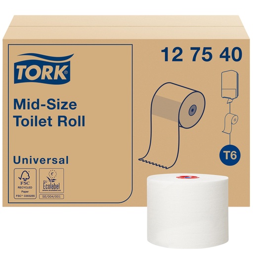 [1400898] Toiletpapier Tork T6 Universal systeemrol 1-laags 135m wit 127540