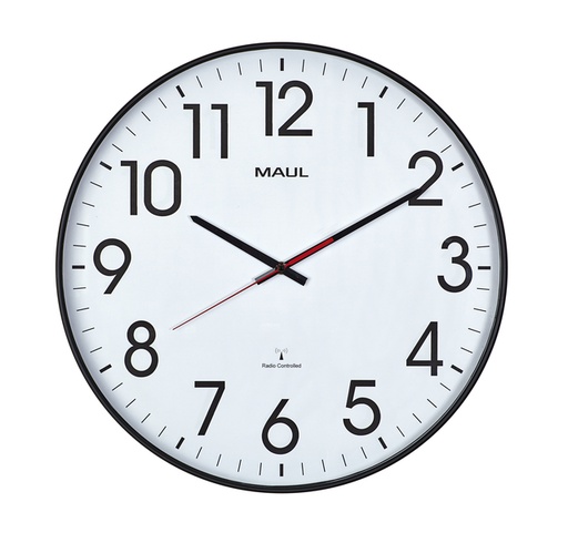 [1400062] Horloge murale MAULclimb RC Ø47x5.5cm plastique argent/blanc avec pile