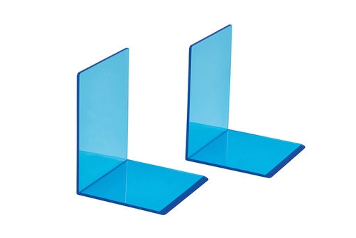[1400903] Serre-livres MAUL 10x10x13cm acryl néon bleu transparent 2 pièces