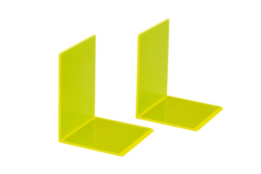 [1400909] Serre-livres MAUL 10x10x13cm acryl néon jaune transparent 2 pièces