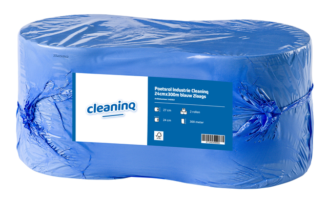 Rouleau de nettoyage industriel Cleaninq 24cmx300m 2 épaisseurs bleu