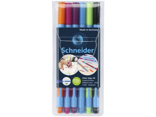 [1401610] Balpen Schneider Slider Edge extra breed assorti etui à 6 stuks