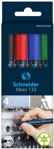 [1401601] Marqueur permanent Schneider Maxx 133 biseauté 1-4mm assorti 4 pièces