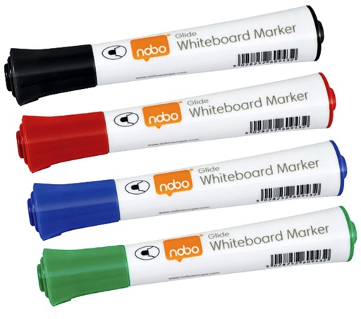 [1401555] Marqueur tableau blanc Nobo Glide ogive 2mm assorti 10 pièces