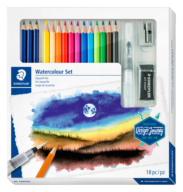 Crayon de couleur Staedtler Design Journey aquarelle 18 pièces