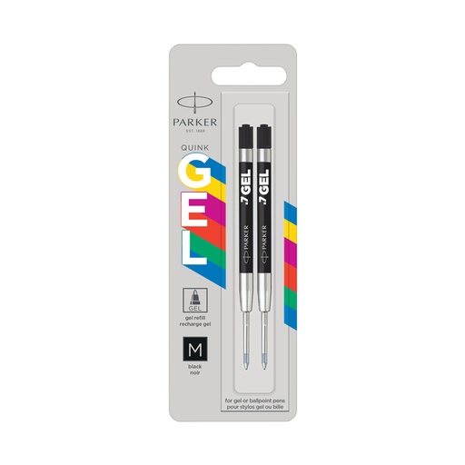 [1402075] Recharge encre gel Parker Quink Economic Medium noir blister 2 pièces