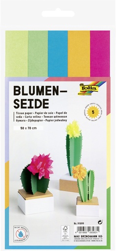 [1403651] Papier de soie Folia 50x70cm 20g néon assorti 5 feuilles