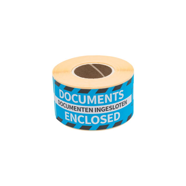 Etiquette d''avertissement Rillprint Documents enclosed 46x125mm bleu