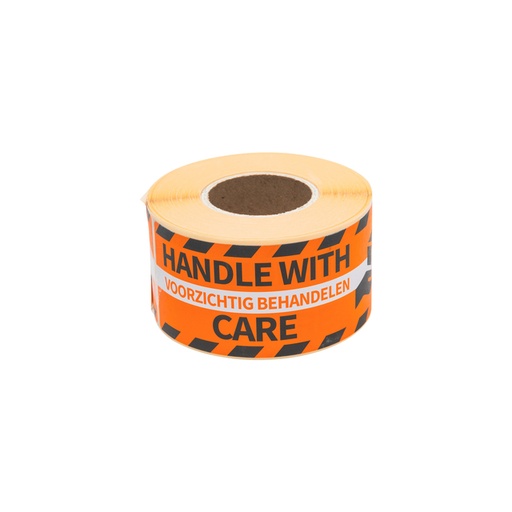 [1403437] Waarschuwingsetiket Rillprint 46x125mm handle with care oranje 250 stuks