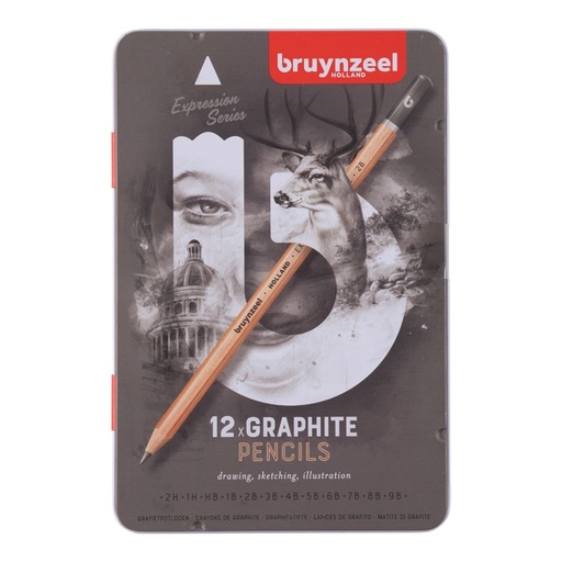 [784136] Crayon graphite Bruynzeel Expression set 12 duretés gris