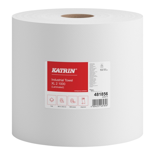 [1403445] Papier de nettoyage Katrin Industrial XL 481856 2 épaisseurs 1000 feuilles blanc
